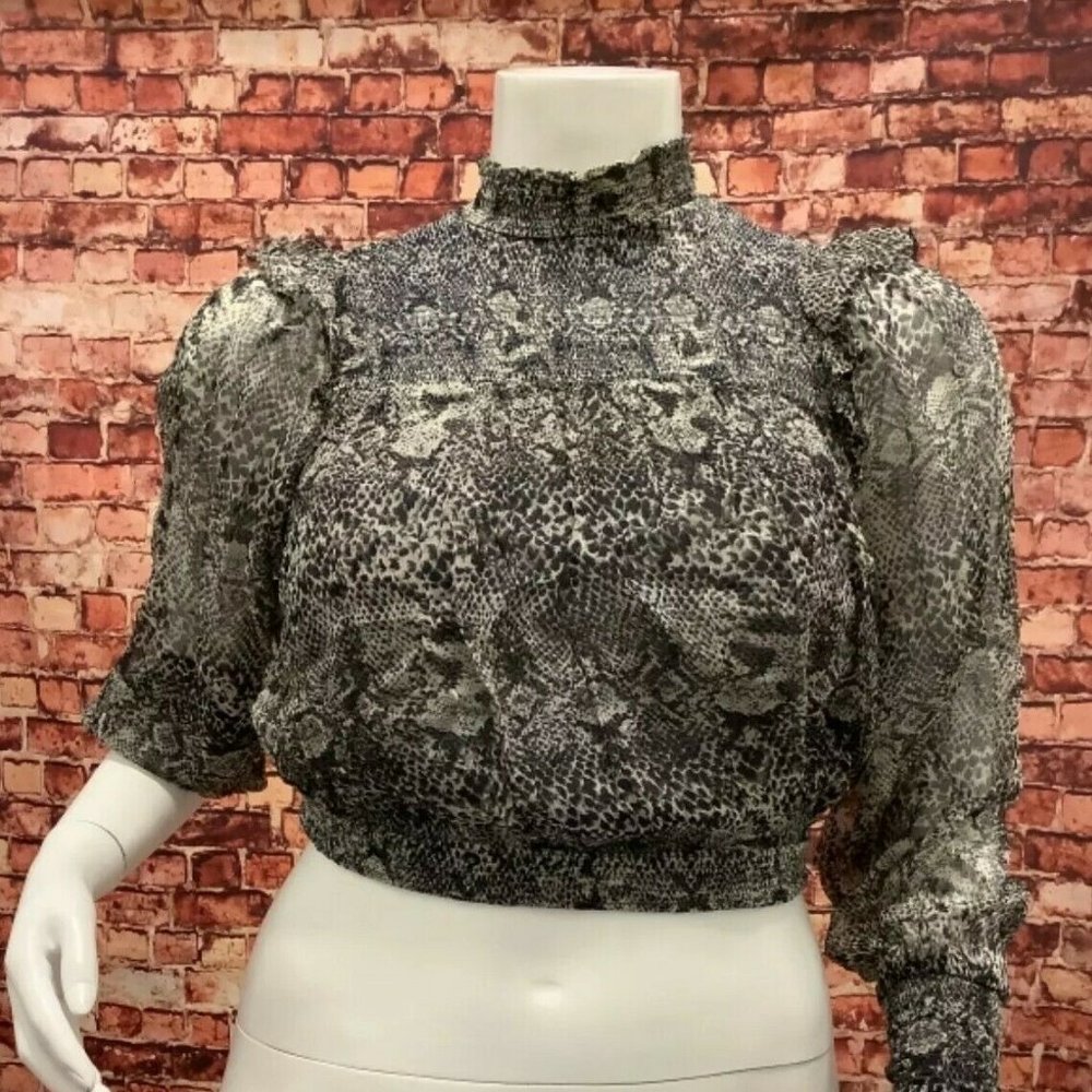 Free People Roma Snake Combo Top Blouse Shirt Crop